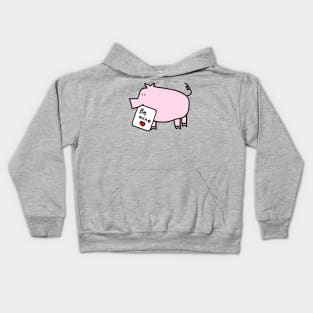 Cute Pig says Be Mine Valentines Day Kids Hoodie